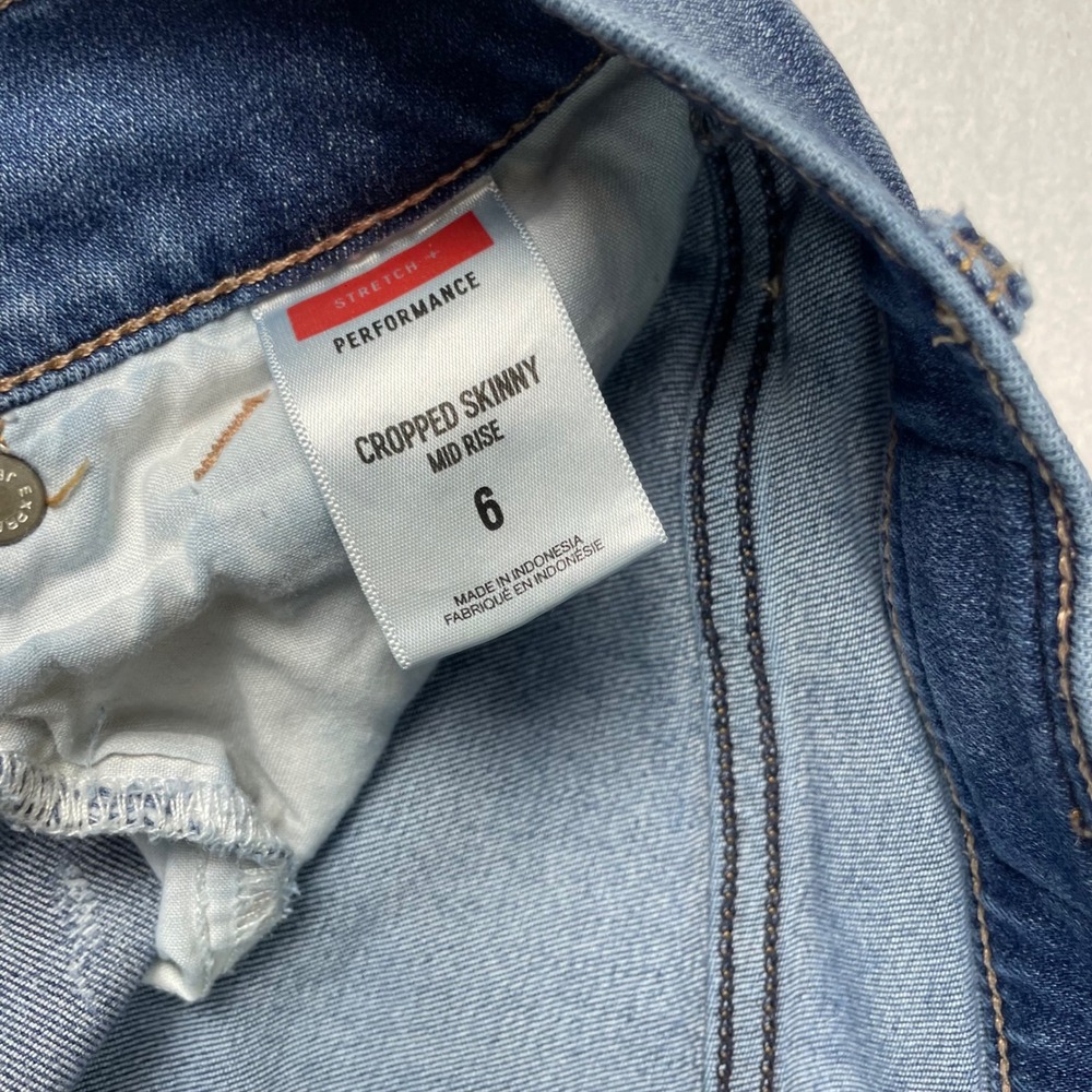 Express Performance Cropped Skinny Jeans Womens Sz 6 Mid Rise Distressed Stretch - Picture 4 of 11